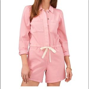 1.State pink button down romper